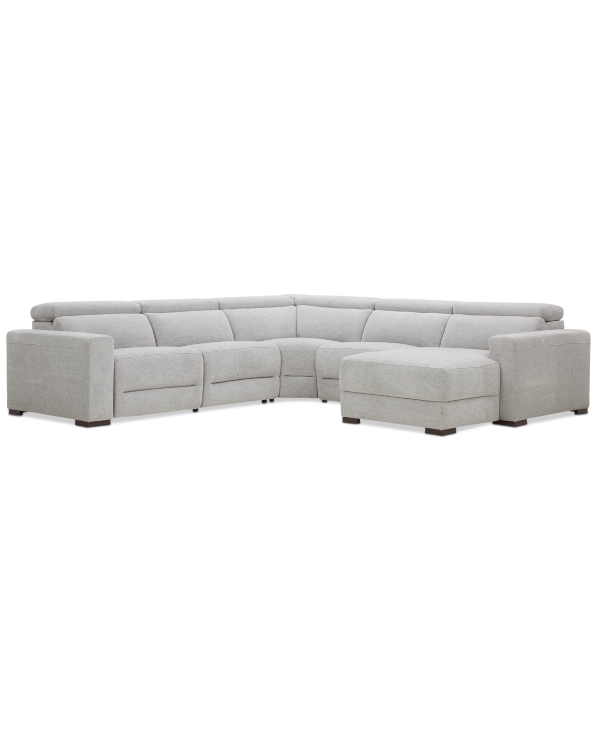 Macy's Nevio 5-pc. Fabric Power Headrest Sectional With 1 Power Motion Chair