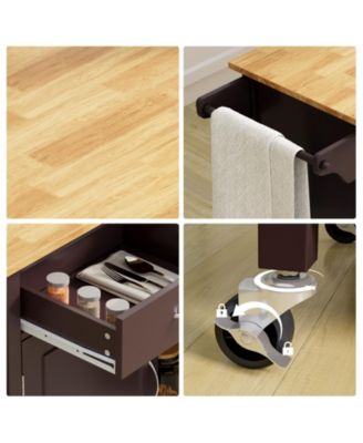 Wood Top Rolling Kitchen Cart Island