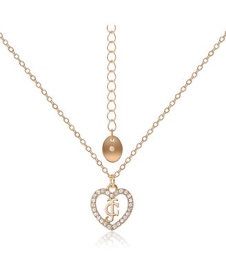 Gold-Tone Pave Heart Necklace & Stud Earrings Set
