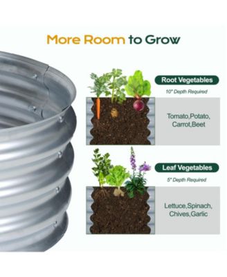 Galvanized Raised Garden Bed Kit,47.24''(L) x 23.62''(W) x11.81''(H) Outdoor Garden Planter Oval Large Boxes for Vegetables, Flowers, Herbs - Silver