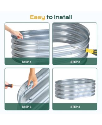 2Pcs Galvanized Raised Garden Bed Kit,35.34''(L) x 23.62''(W) x11.81''(H) Outdoor Garden Planter Oval Large Boxes for Vegetables, Flowers, Herbs - Silver