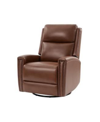 Osvaldo Genuine Leather Swivel Rocker Power Recliner with USB Port - Macy's