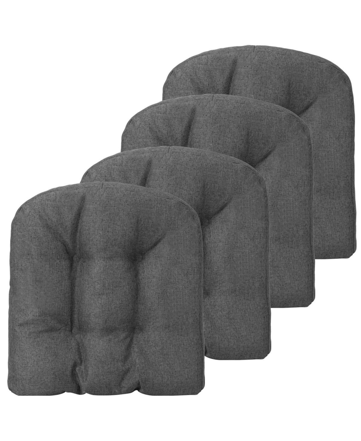 4 Pack 17.5 x 17 Inch U-Shaped Chair Pads with Polyester Cover-Grey - Grey