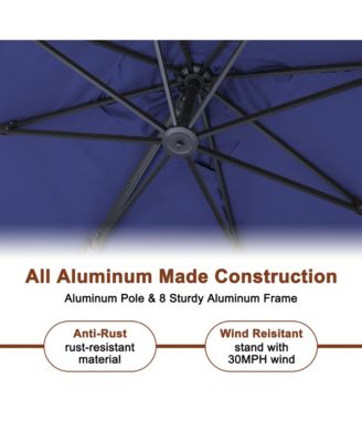 156"W x 120"D Rectangular Cantilever Umbrella with Detachable LED Atmosphere Light and Bluetooth Player, w/ Weight Base Included