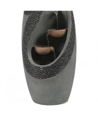 Resin Modern Tiered Patio Fountain with LED Lights