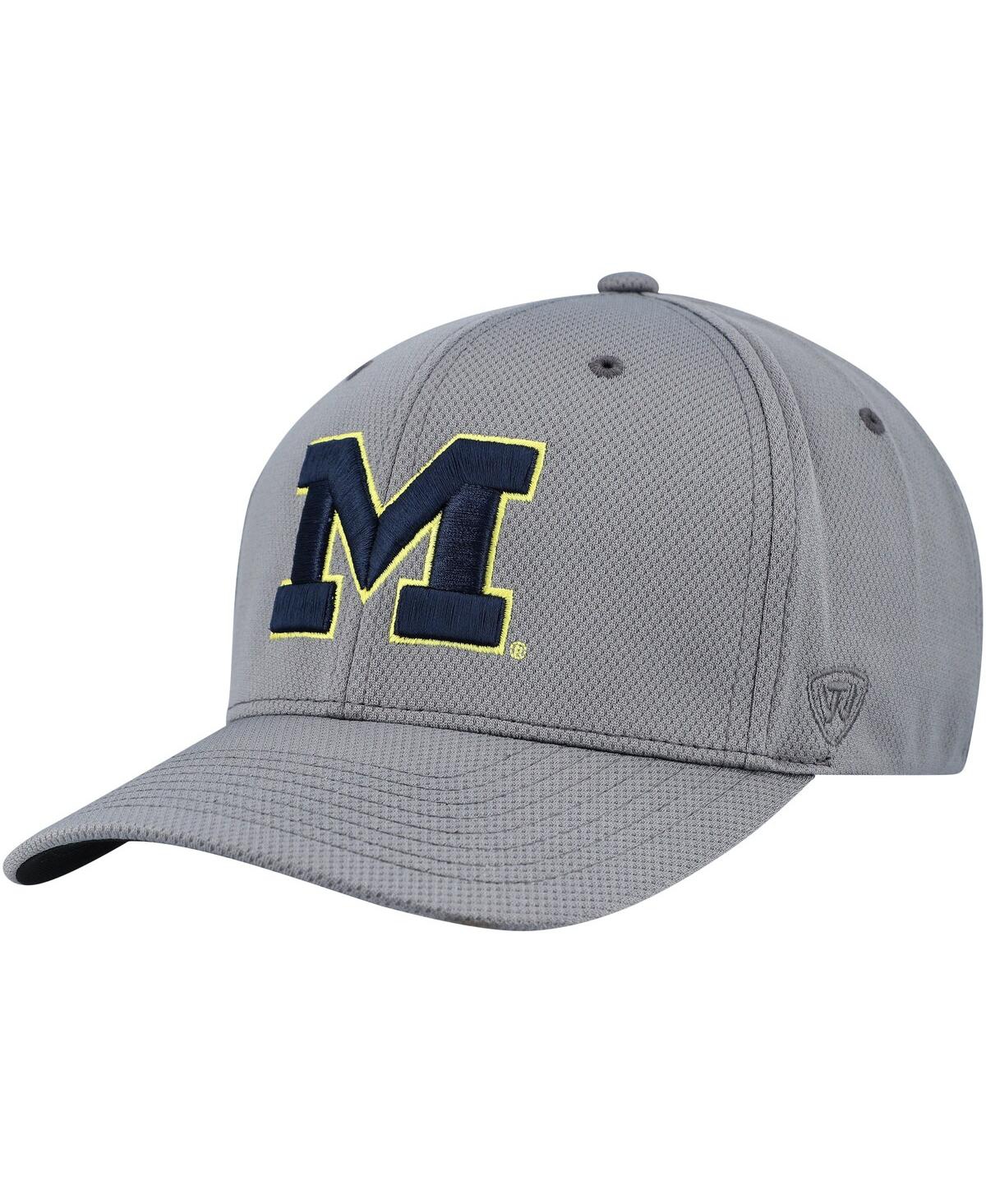 Top Of The World Men's Gray Michigan Wolverines Reflex Hybrid Tech Flex Hat