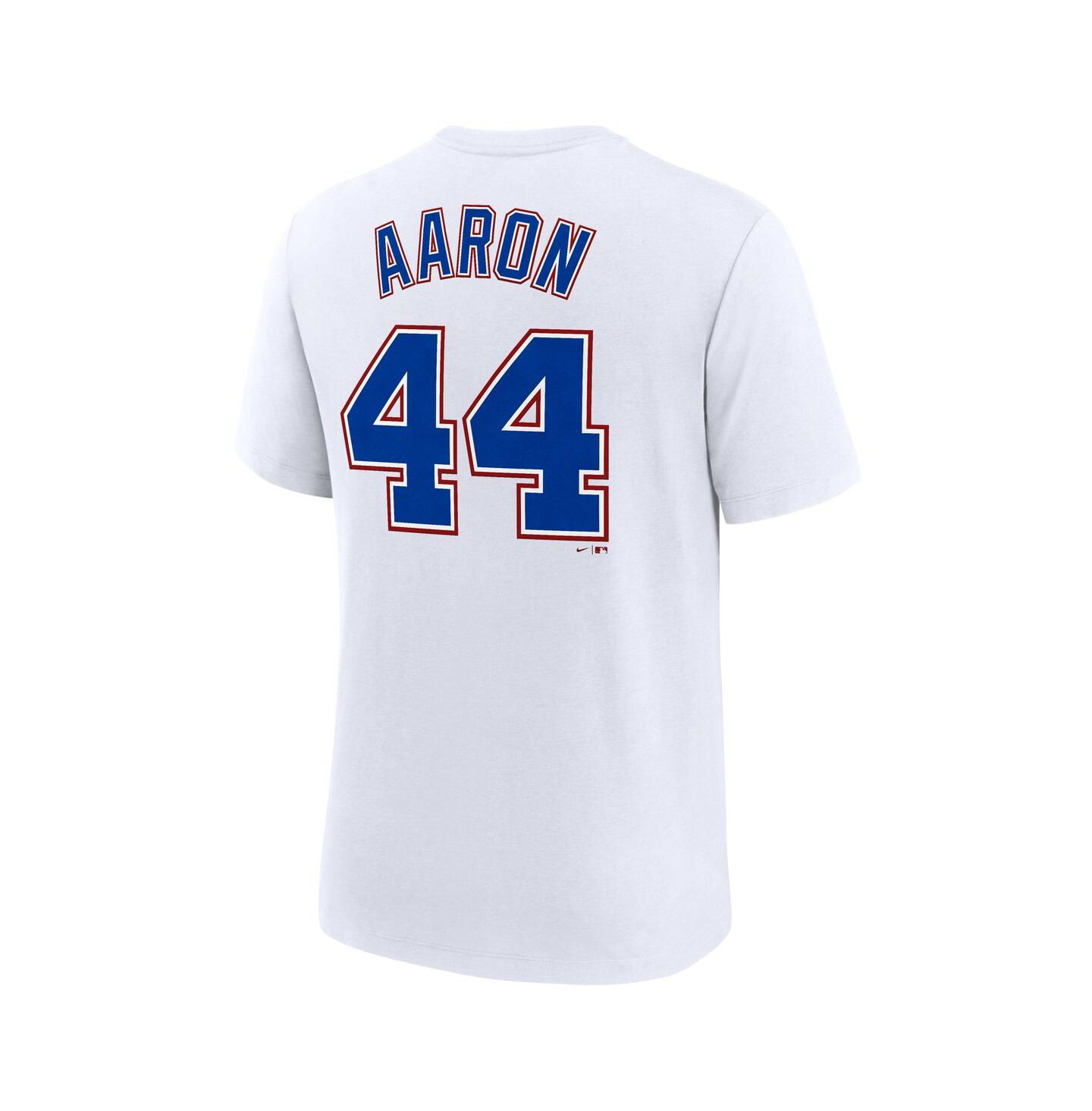 Мужская футболка Nike Hank Aaron White Atlanta Braves Cooperstown Collection Tri-Blend Name & Number — фото 3