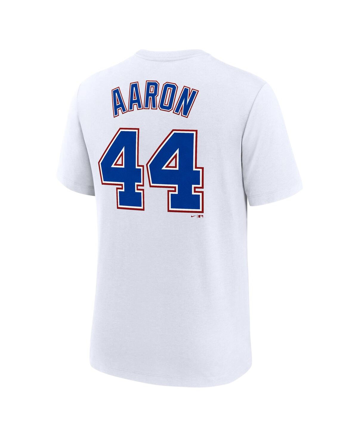 Nike Men's Hank Aaron White Atlanta Braves Cooperstown Collection Tri-blend Name Number T-shirt In White