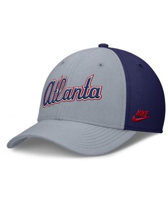 Nike - Men's Gray/Navy Atlanta Braves Rise Swoosh Performance Flex Hat