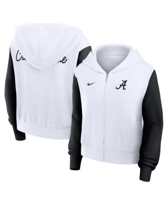 Nike - Women's White Alabama Crimson Tide Cropped Beyond Capability Color-Block Script Full-Zip Hoodie