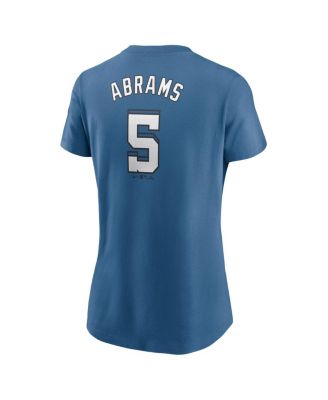 Women's CJ Abrams Blue Washington Nationals 2025 City Connect Fuse Name Number 2.0 T-Shirt