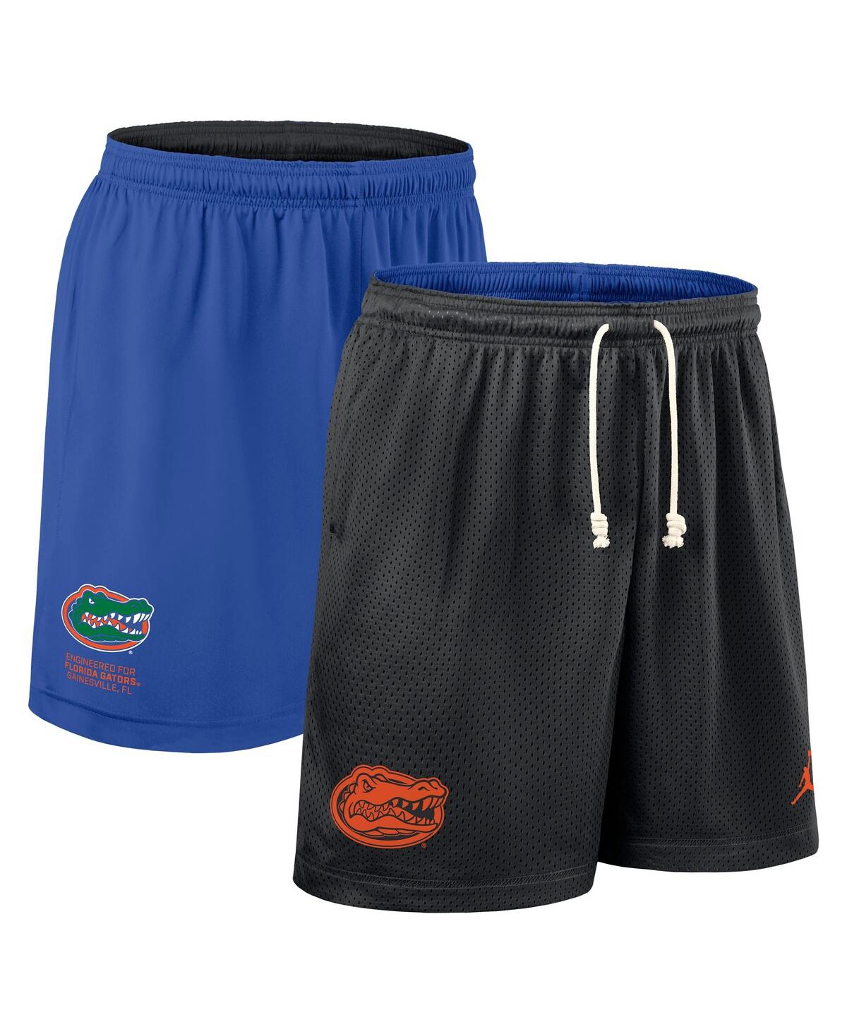 JORDAN MEN'S BLACK/ROYAL FLORIDA GATORS 2025 SIDELINE REVERSIBLE PERFORMANCE SHORTS 