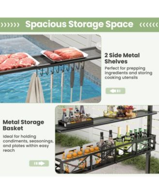 8 x 5 FT Outdoor Grill Gazebo with 2 Side Shelves and 20 Hooks