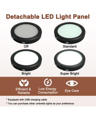 156"W x 120"D Rectangular Cantilever Umbrella with Detachable -level Brightness LED Light, w/ Weight Base Included