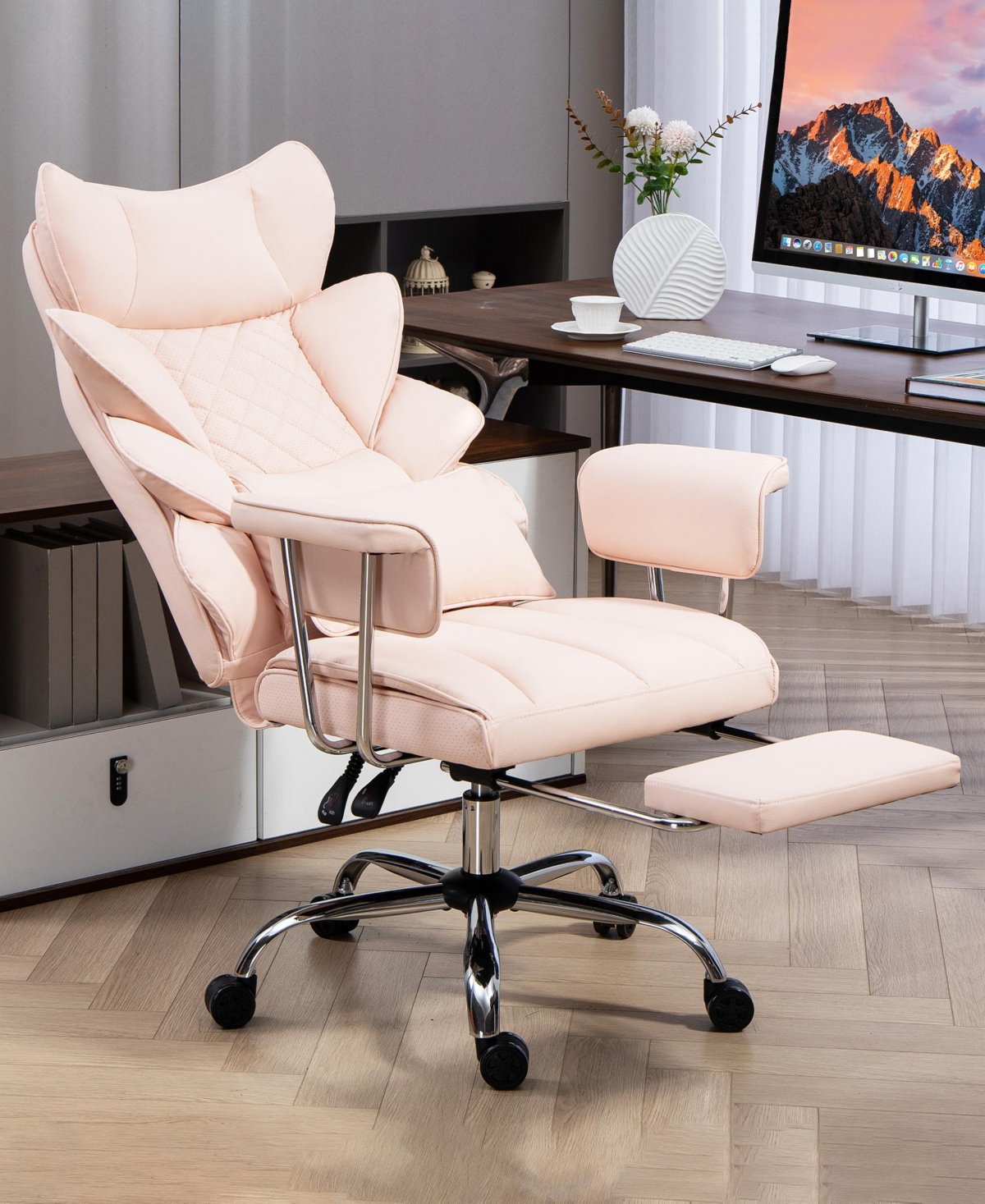 Dyhome 8-Point Massage Gaming Chair, Ergonomic Office Chair, 500lbs Weight Capacity, Adjustable Backrest 90°-135°, Adjustable Armrests