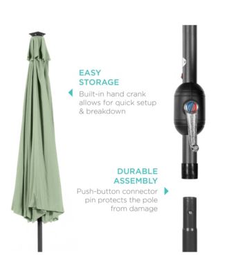 10ft Solar LED Lighted Patio Umbrella w/ Tilt Adjustment, UV-Resistant Fabric