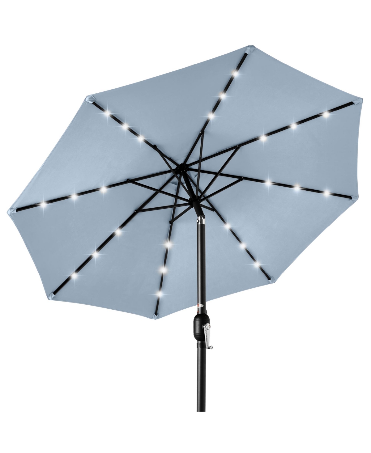 10ft Solar Led Lighted Patio Umbrella w/ Tilt Adjustment, Uv-Resistant Fabric - Breeze blue