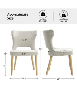 Rita Mid-Century Modern WaterProof Hollow Design Dining Chair with Wingback,Set of 2