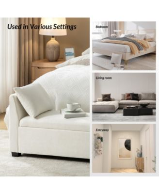 Bruno Modern Storage Bench with Rubber Wood Legs