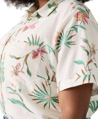 Plus Size Darlene Floral Short-Sleeve Shirt