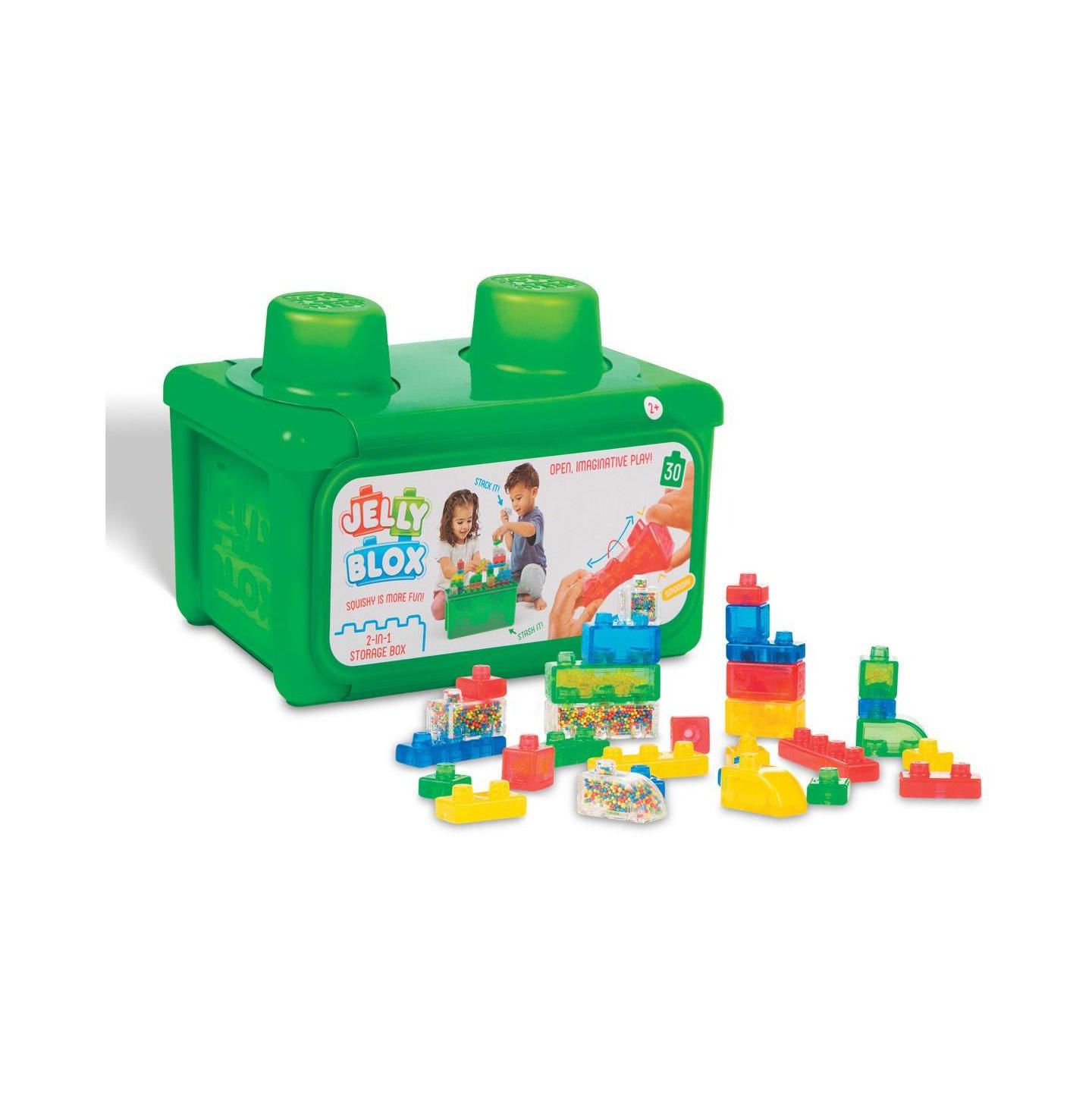 Детский конструктор Goliath Jelly Blox Stash 'N Stack 2-in-1 Storage Sensory 30-Piece Building Set, Ages 2+, цвет: Разноцветный — фото 1