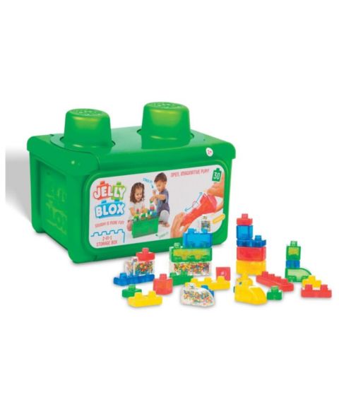 Детский конструктор Goliath Jelly Blox Stash 'N Stack 2-in-1 Storage Sensory 30-Piece Building Set, Ages 2+, цвет: Разноцветный