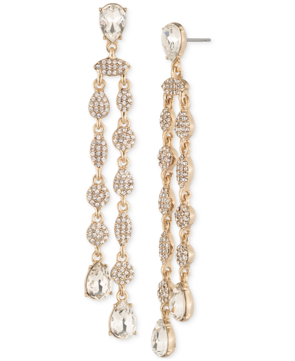 Givenchy Gold-tone Pave Cluster & Pear-shape Crystal Statement Earrings