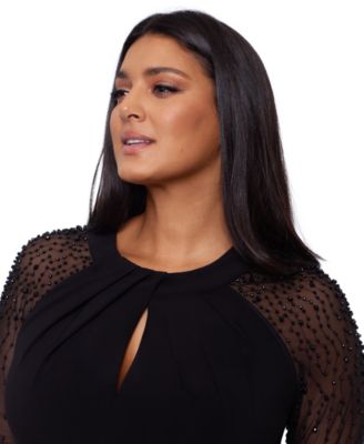 Betsy & Adam Plus Size Embellished-Sleeve Bodycon Dress