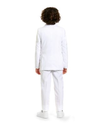 Boys White Knight Solid Suit Including Blazer, Pants and Clip-On-Tie
