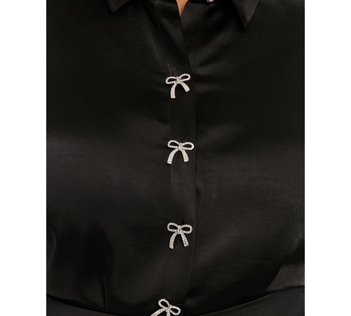 Muse Women's Bow-button Sheer Bishop-sleeve Blouse In Black