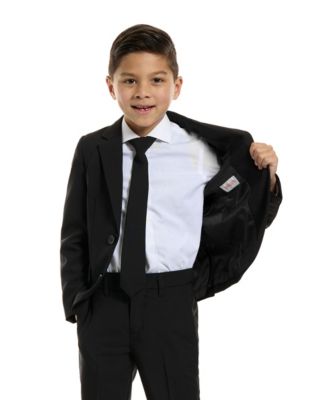 Boys Black Knight Slim Fit Solid Suit Including Blazer, Pants and Clip-On-Tie