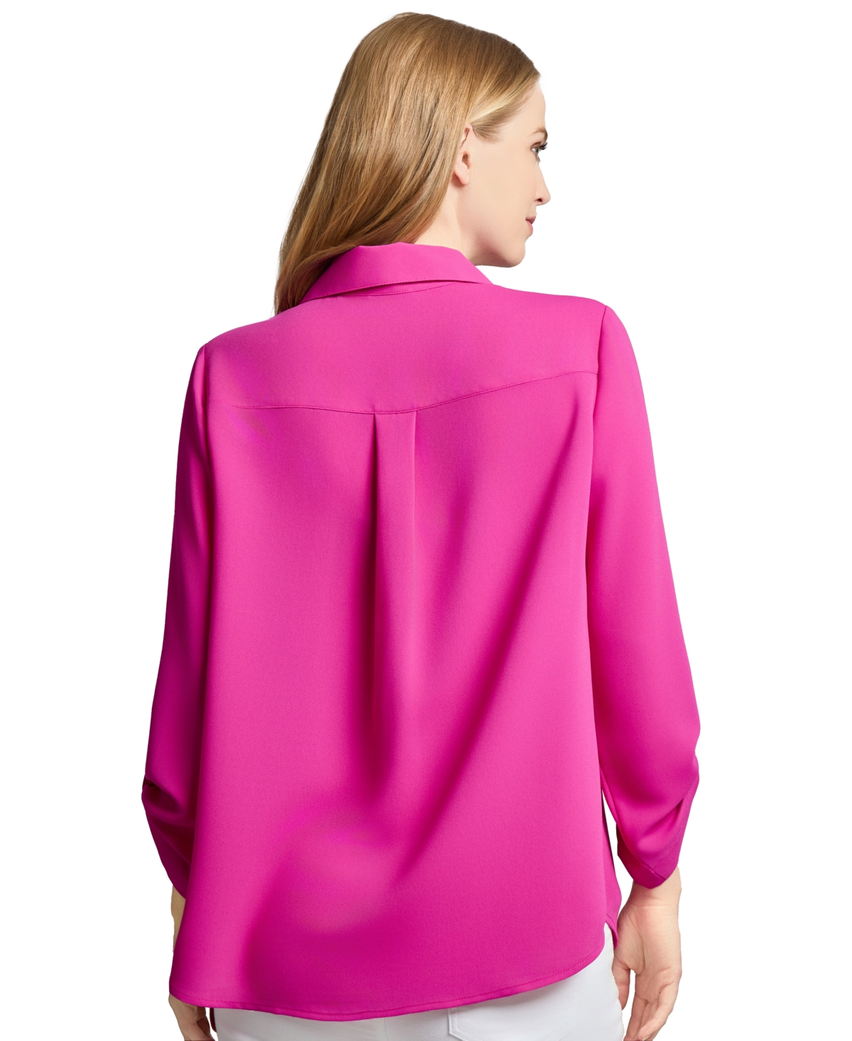 Jones New York Roll Tab Sleeve Button-up Shirt In Pink