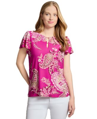 Womens Printed Crewneck Short Sleeve Top Xs Pxl