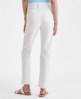 Petite Patchwork Straight-Leg Jeans, Exclusively at Macy's