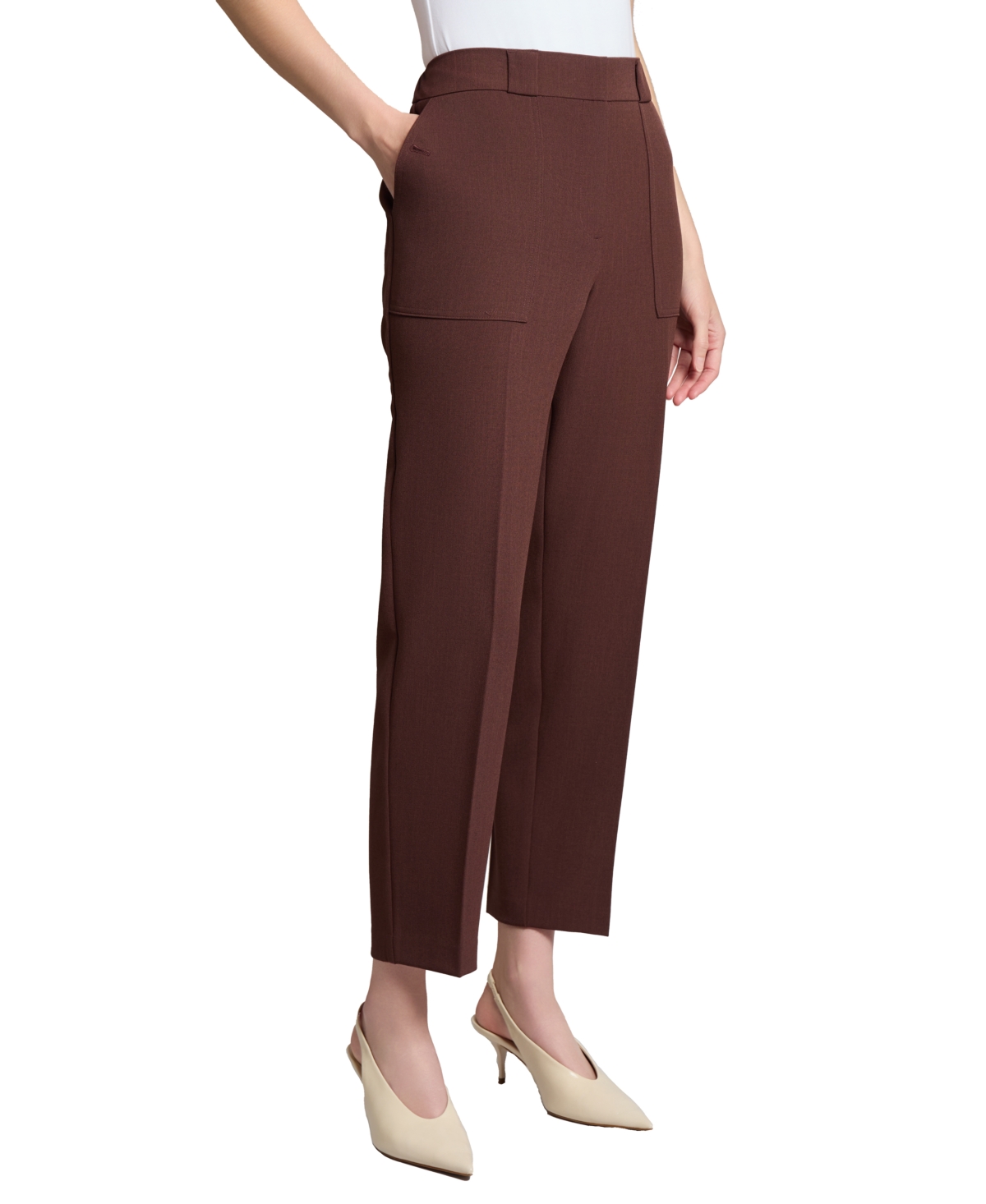Jones New York Fly Front Patch Pocket Straight Ankle Pant
