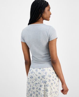 Juniors' Scoop-Neck Cap-Sleeve T-Shirt