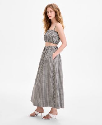 Women's Pull-On Gingham Midi Skirt
