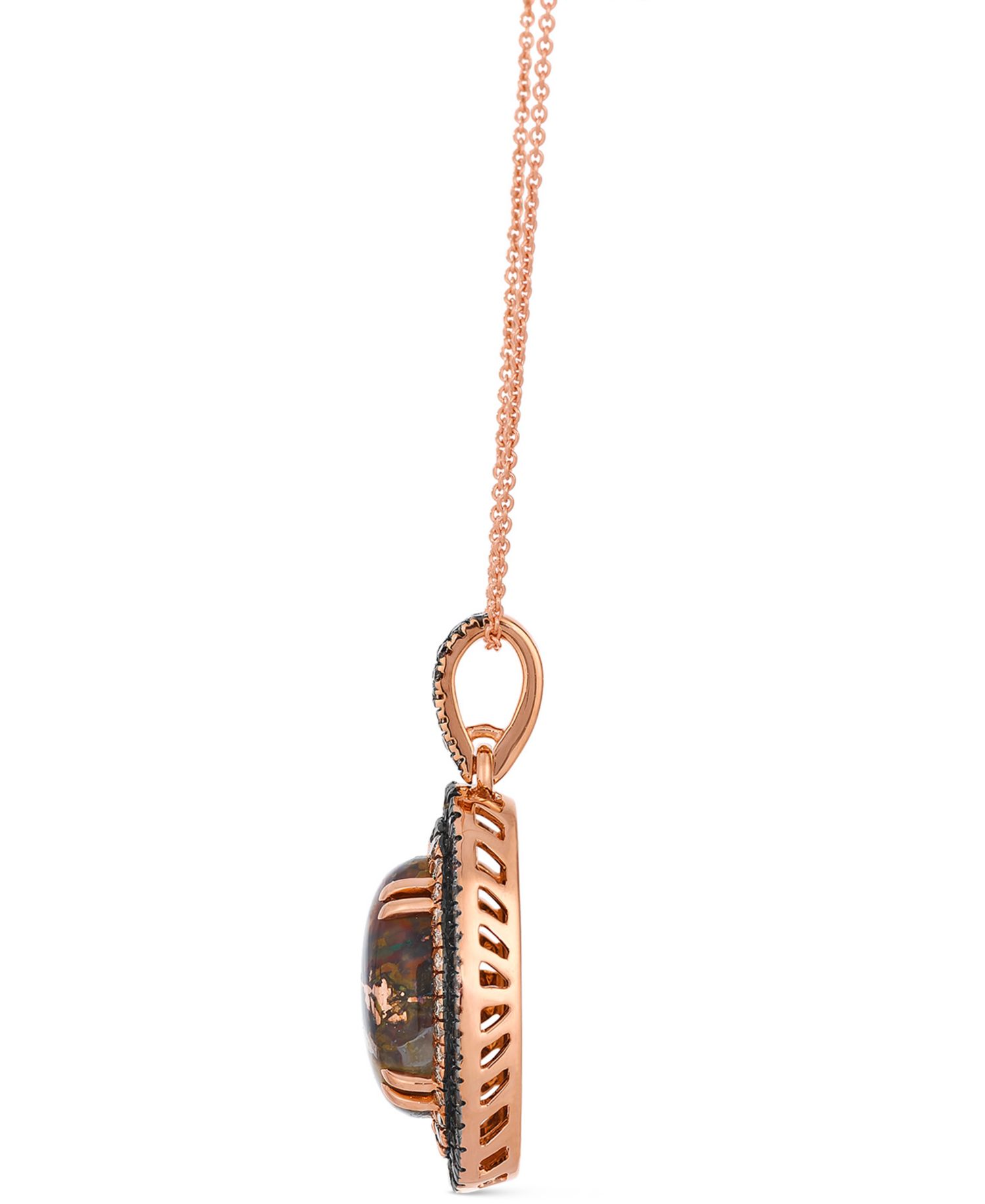 Aquadite (4 ct. t.w.) Nude Diamond (1/3 ct. t.w.) & Chocolate Diamond (3/8 ct. t.w.) Pendant Necklace Set in 14k Rose Gold, 20"