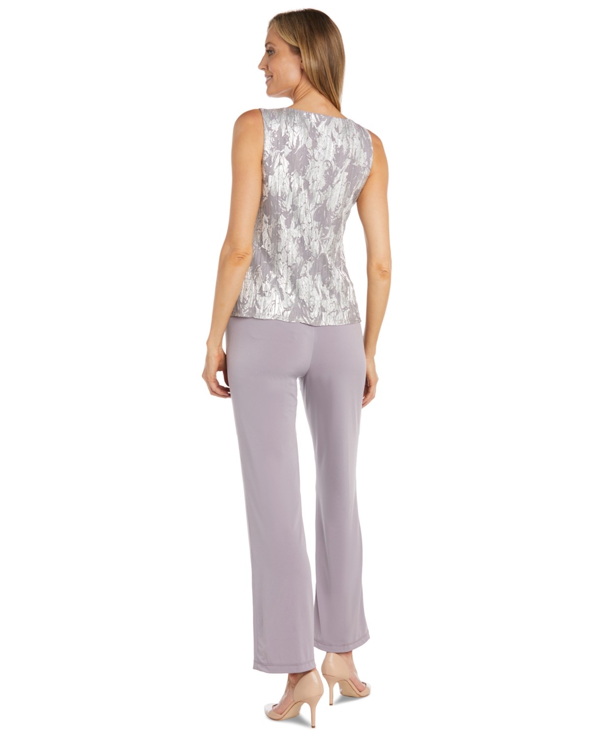R & M Richards Women's 3-pc. Metallic Jacquard Jacket, Tank Top & Pant Set