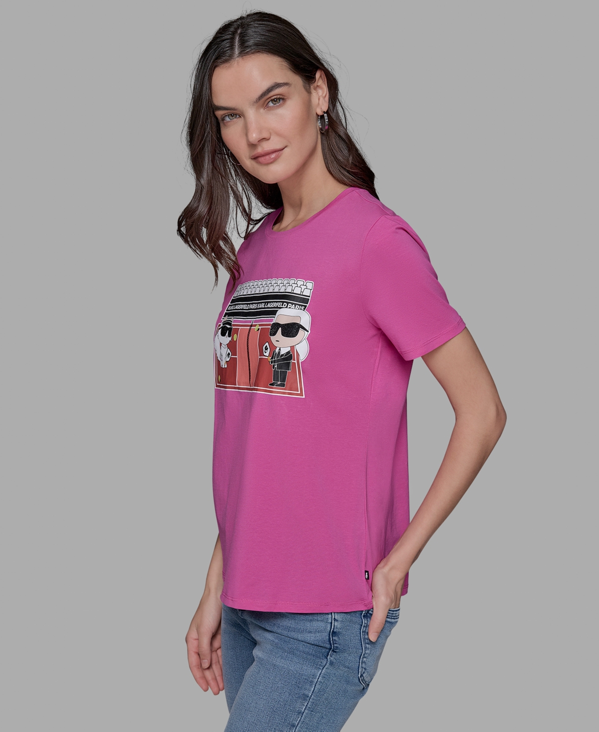 Karl Lagerfeld Petite Karl & Choupette Graphic Tee