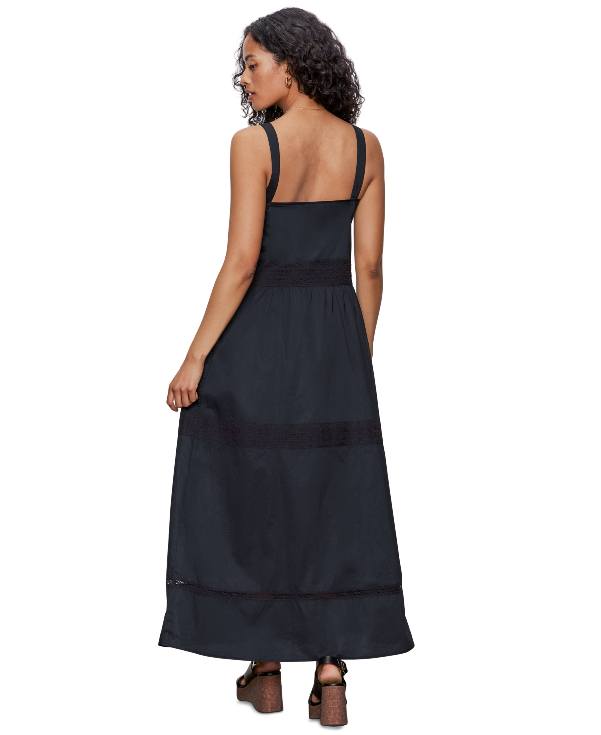 Sanctuary Lucky You Lace Detail Tiered Cotton Maxi Dress