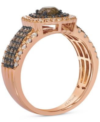 Chocolate Diamond & Nude Diamond Multirow Halo Ring (1-1/3 ct. t.w.) in 14k Rose Gold