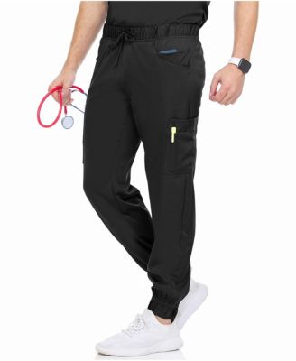Men's Scrubs Pants- Stretch Scrub Joggers Bottoms with Six Pockets, Royal, Large