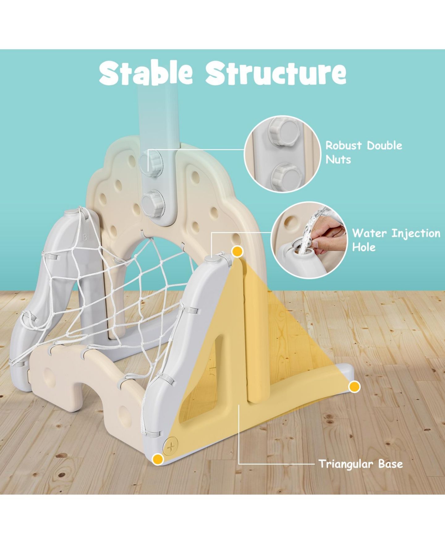 Детские игрушки Mecale 3-in-1 Adjustable Basketball Hoop Sports Set, Ages 2-7, цвет: Серый — фото 8