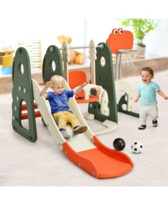 6 in 1 Toddler Slide and Swing Set with Ball Games