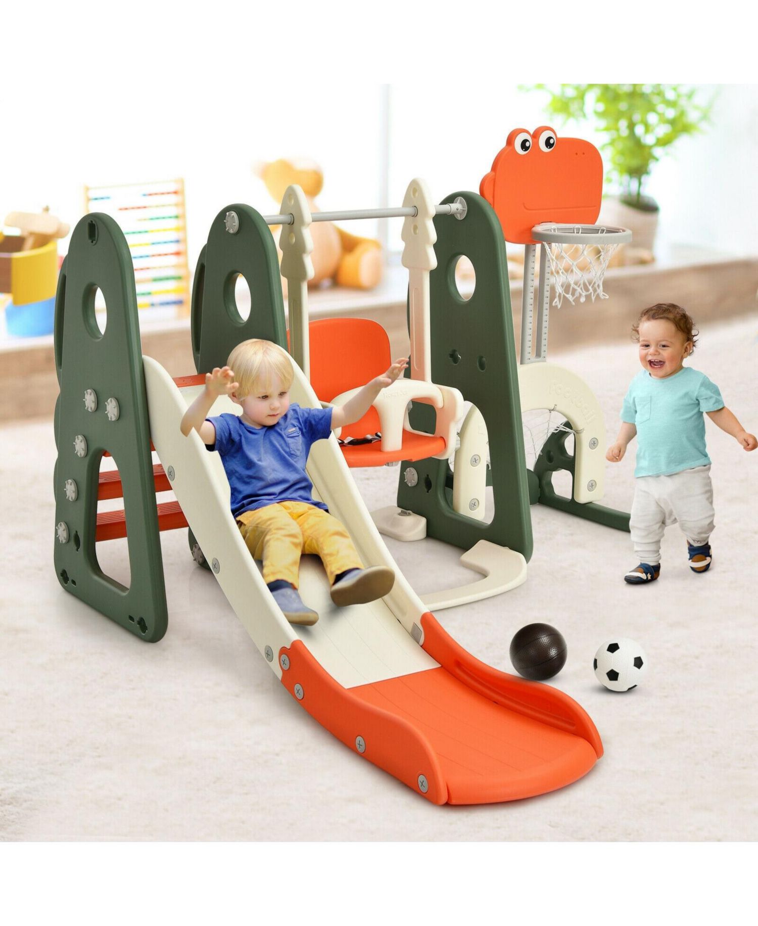 Toddler 6-in-1 Slide and Swing Set