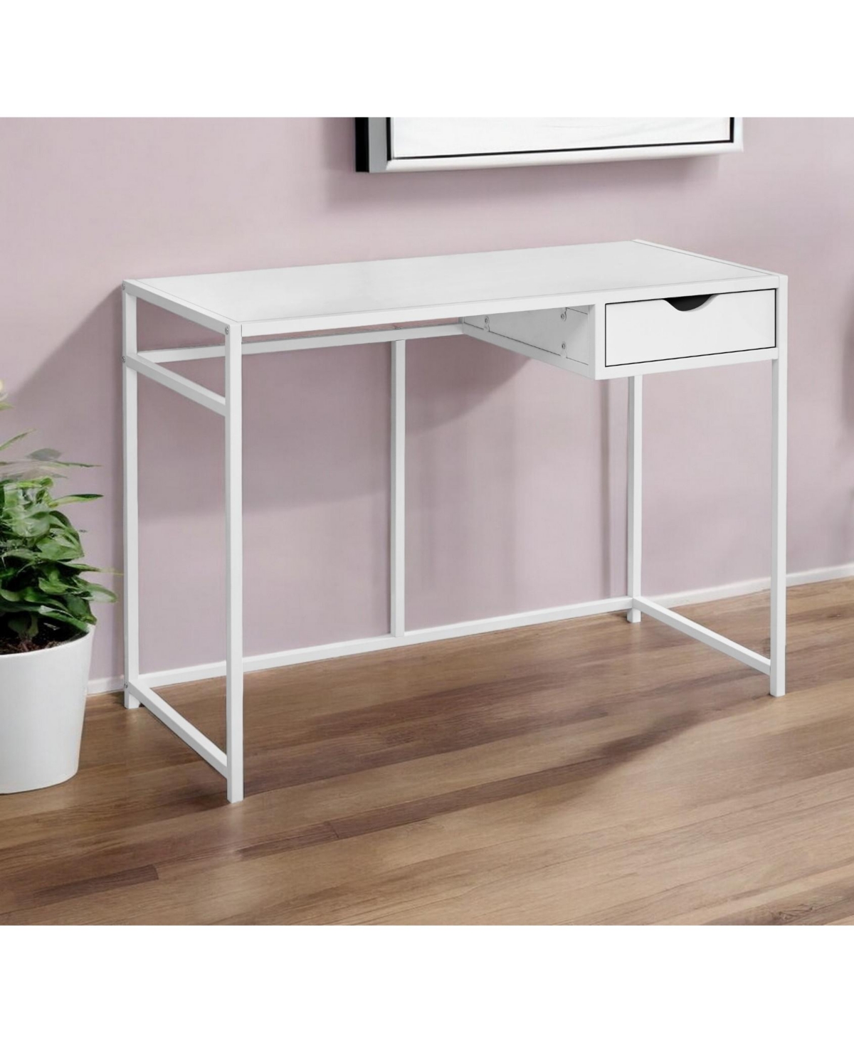 Contemporary Computer Desk with Cable Management and Shelf