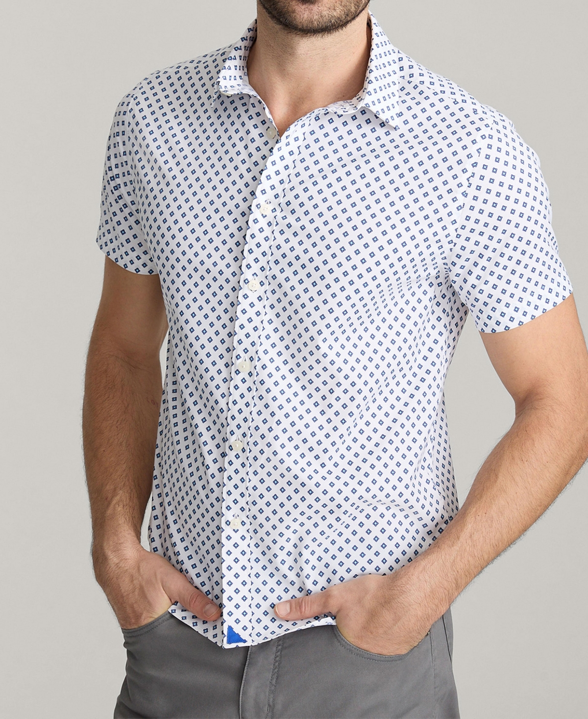 Men's Regular Fit Wrinkle-Free Performance Tidwell Short Sleeve Button Up Shirt - White