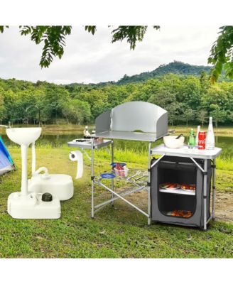 Folding Outdoor Camping Table Portable BBQ Grill Table w/ Storage Bag