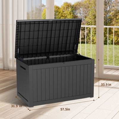 230 Gal. Black Resin Outdoor Storage Deck Box, Waterproof Large Outdoor Storgae Box